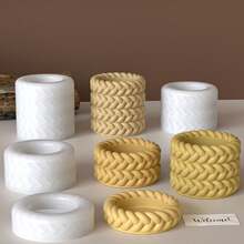 Silicone Molds For DIY Epoxy Resin Braided Twisted Rope Storage Boxes& Plaster Candle Jars - White - View 2