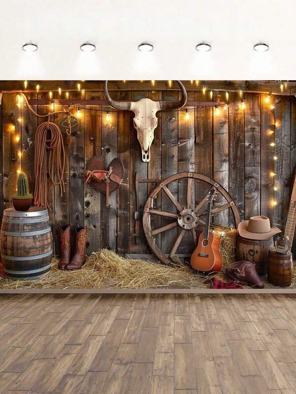 1 pieza Bandera de fondo de vaquero occidental, decoración de pared con tema de granja y vaquero, multiusos, para inauguración del hogar, aniversario, celebración general, fondo de fiesta