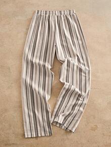 HIMLAND 男士休闲通勤条纹抽绳腰裤 - 彩色 - 查看 3