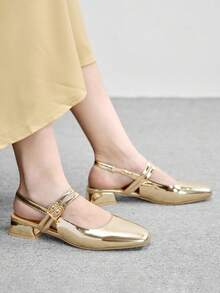 CUCCOO BIZCHIC 女士经典黑色平底休闲通勤鞋，圣诞节必备 - 玫瑰金 - 查看 4