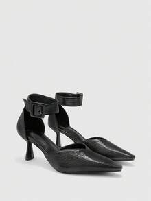 CUCCOO BIZCHIC Sandalias de tacón alto de unicolor minimalista para mujer, Día de San Valentín - Negro - Ver 7