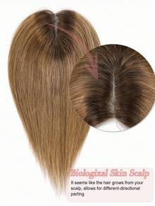 Pieza superior de cabello humano virgen con clips color marrón oscuro, piezas de cabello para mujeres con cabello ralo o pérdida de cabello - S4/27 - Ver 5