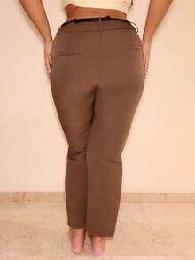 MelDlgn Große Größen Hosen, geeignet für Valentinstag, Sommer, Geburtstag, Valentinstag, Große Größen, Große Größen Sexy Hosen, Kurven Hosen, Formell, Kurven, Party, Business, Formelle Anlässe, Pendeln, Bürokleidung - Kaffeebraun - Übersicht 2