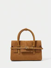 SHECARRY Women's Handbag, Versatile Brown, With Delicate Strips, A Must For Commuting - Camel - View 3