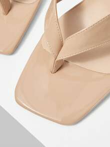 Mnmlis Women's French Style Square Toe Slip-On High Heel Mule Sandals, Apricot Color Valentine's Day - Apricot - View 4