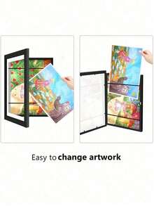 2件套艺术相框，磁吸式前开可更换相框，适用于海报、照片、绘画、图像展示、家居和办公室装饰、墙面悬挂，适合情人节和新年装饰。 - 多色 - 查看 2