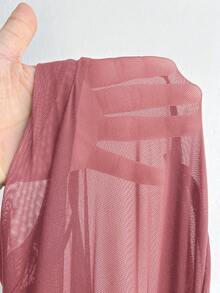 Viva Relle Plus Size Sexy & Elegant Mesh Patchwork Dress - Pink - View 8