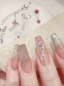 Luxury 10-Pcs 3D Alloy Nail Art Kit - Butterfly, Heart, Bow Charms With Rhinestones For DIY Manicure Pedicure, Perfect Gift For Nail Lovers & Friends - Multicolor - View 3