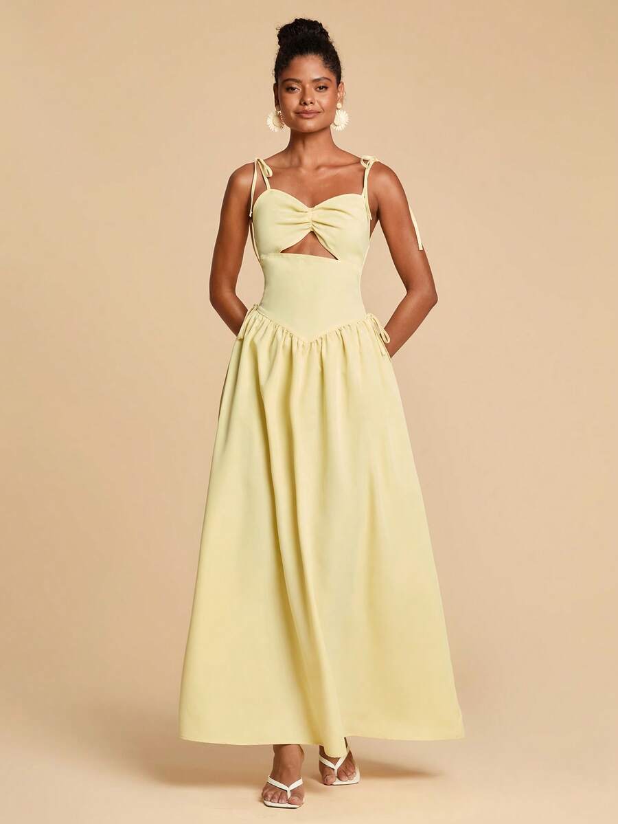 Travachic 女士纯色简约休闲长裙 - 黃色 - 查看 1