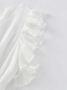 GlowEve Women's Solid Color Chiffon Flared Waist Elegant Flowy Vacation Dress - White - View 4