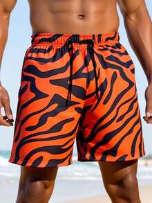 Manfinity Swimmode 男士休闲印花沙滩短裤 - 彩色 - 查看 5