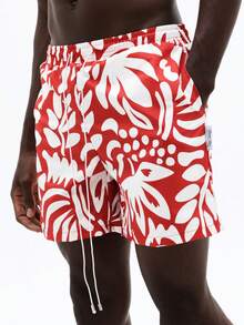 SUMWON Tropical Floral Print Beach Swim Trunks With Elastic Waistband And Side Pockets For Summer Vacation Pool Swimming - Multicolor - View 1