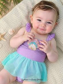 Cozy Pixies 新生儿可爱撞色贝壳连体泳衣