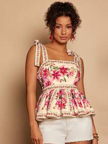 Travachic 女士印花吊带背心，度假休闲套装，适合夏季假期、春假、派对、海滩、春季、情人节、女士情人节、狂欢节服装，优雅，印花，狂欢节，春夏交替，派对，夏季上衣，情人节上衣，婚礼宾客上衣，生日上衣，派对上衣，优雅女士上衣，印花上衣，夏季上衣，狂欢节服装，墨西哥风情波西米亚风女士上衣 - 彩色 - 查看 4