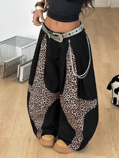 Coolane 女士夏季复古休闲嬉皮街头风宽松军绿色裤子