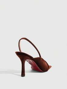 CUCCOO SZL Women's Brown Velvet Square Toe Elastic Strap Open Toe Open Heel Fashion Sandals, Sexy For Social Party Valentine's Day - Brown - View 3