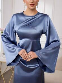 Modelyn Đầm nữ thiết kế xếp lớp thắt eo - Màu xanh lam - Xem 6