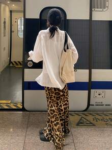 K-Vae Chân váy họa tiết da báo cạp chun, kiểu dáng thường ngày, đa năng. - Màu vàng - Xem 2