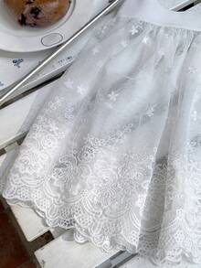 FRIFUL Váy ngắn lưới thêu hoa dành cho nữ, kiểu dáng thường ngày. - trắng - Xem 3