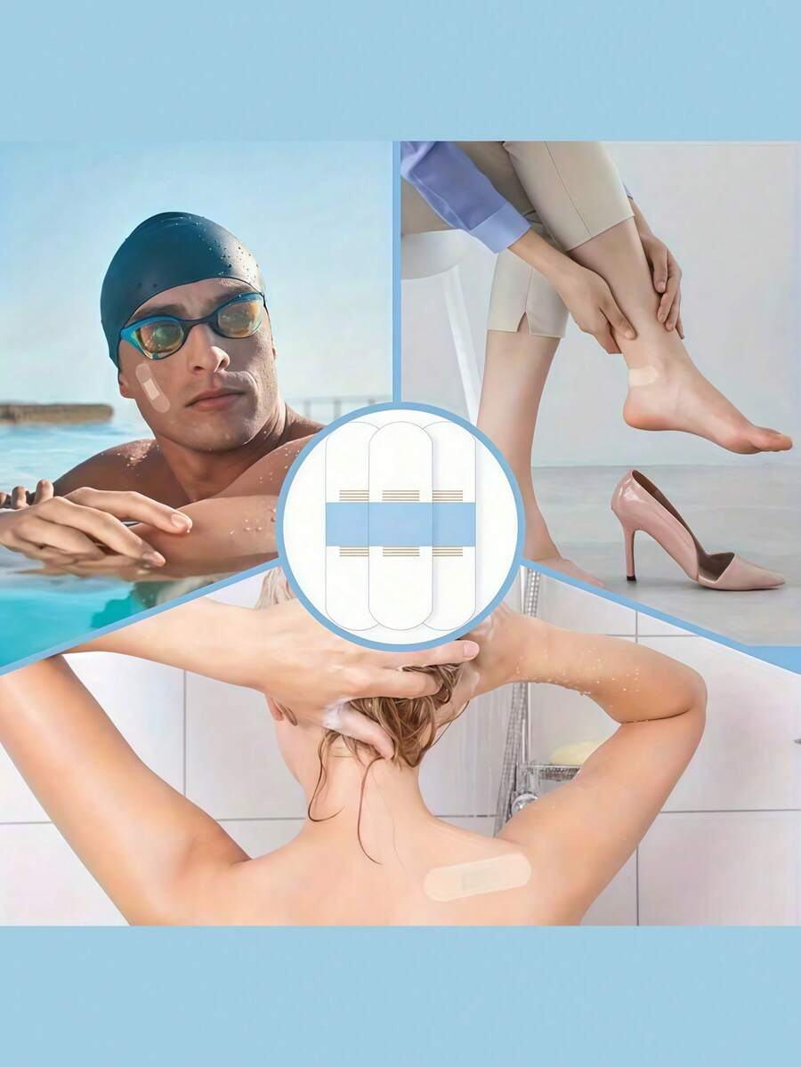 Multi-Use Transparent Elastic Tape 50pcs - Waterproof For First Aid Wound Dressing & Halloween FX Makeup, PE Material - White - View 1