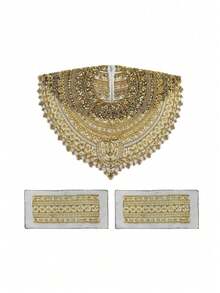 Embroidered Cape Set Detachable Collar Wrist Cuffs Elegant Evening Wear Shawl Wedding Party Formal Attire Silk Blend Luxury Embroidery - Multicolor - View 14