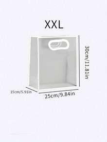 1/5/10个装透明礼品袋，简约镂空提手设计PVC礼品包装袋，适用于派对 - 白色 - 查看 33