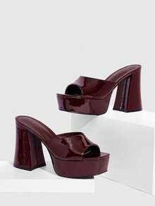 CUCCOO SZL ANKLE STRAP OPEN TOE HIGH HEEL SANDALS VACATION SHOES, FOR SUMMER Valentine Gift Summer Shoes Spring Shoes Spring Break Easter Prom Heels Valentine's Day Prom Heels Summer Shoes - Burgundy - View 6