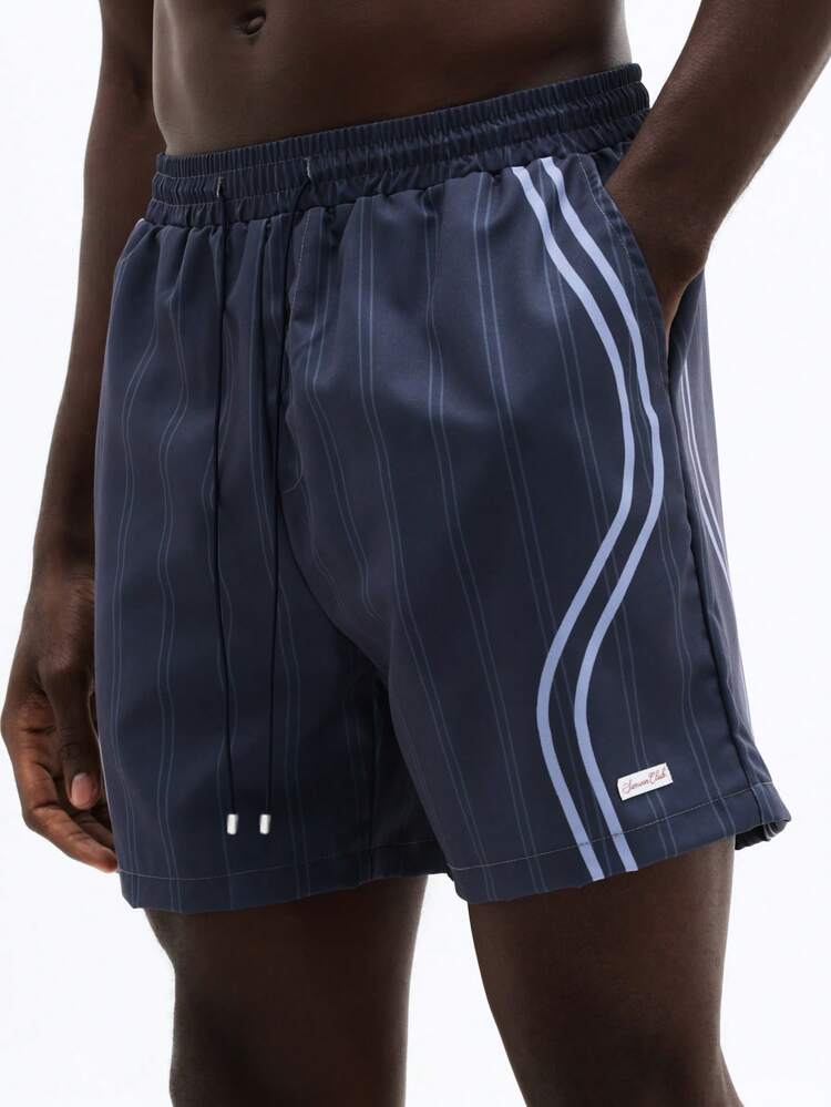 Pinstripe Board Shorts With Side Stripes