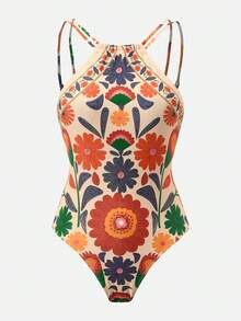 Swim Oasis 26SS 优雅波西米亚风多色连体泳衣，配同款半裙，适合海滩度假，春夏穿着 - 彩色 - 查看 7