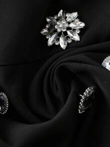 Franclia 优雅性感水钻装饰修身收腰吊带背心，2026新款时尚女式衬衫 - 黑色 - 查看 4