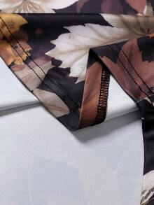 EGENSIO 男士数码树叶印花圆领长袖T恤 - 彩色 - 查看 5