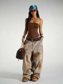 StreetHx 夏季街头风女式无袖连体衣 - 棕色 - 查看 4