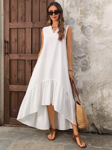 EMERY ROSE 女士纯色简约无袖连衣裙，日常穿着 - 白色 - 查看 8