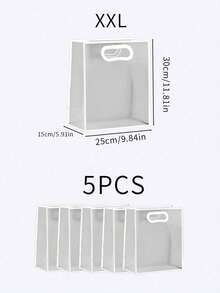 1/5/10个装透明礼品袋，简约镂空提手设计PVC礼品包装袋，适用于派对 - 白色 - 查看 19