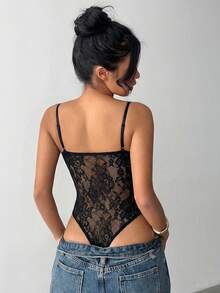 Aloruh Black Sexy Lace Camisole For Women - Black - View 2