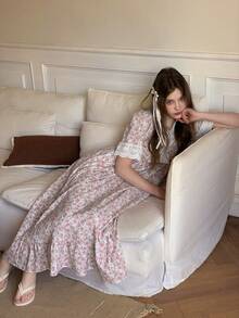 DAZY Teen Girls' Minimalist Print Short Sleeve Pajamas Summer Easter - Pink - View 7