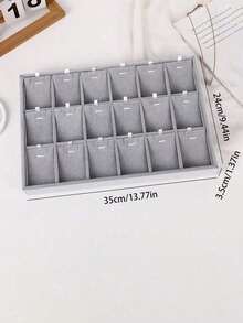 1 pieza/2 piezas Bandeja de joyería de terciopelo con 15/18 compartimentos para flores de hielo, soporte para exhibir accesorios, de vuelta a la escuela - Gris - Ver 8