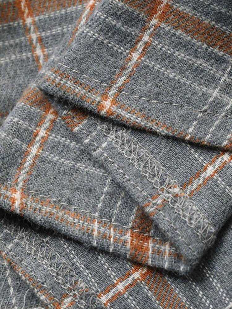 Plaid Print Button Front Long Sleeve Top And Pants Loose Women Pajama Set