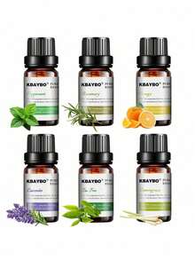 精油套装，10毫升6种香型精油，适用于加湿器、香薰蜡烛、香薰机，包含薰衣草、薄荷、迷迭香、柠檬草、甜橙、茶树六种香型，推荐作为节日礼物 - 彩色 - 查看 4