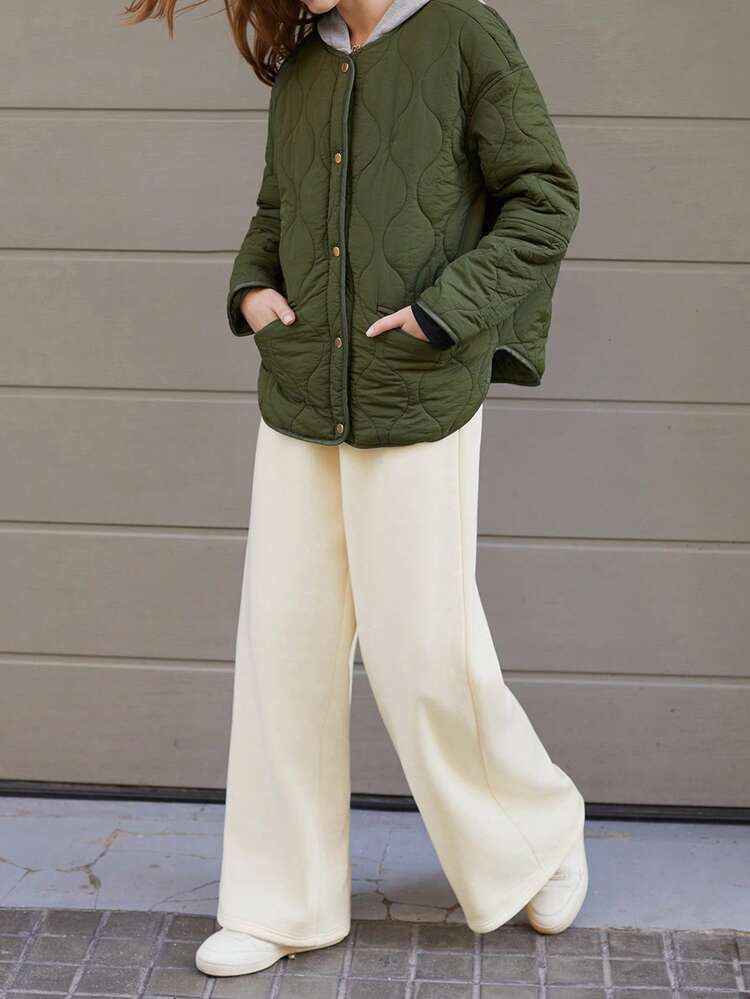 SHEIN Maija Women's Hooded Solid Color Long Sleeve Simple Casual Jacket For Daily Wear ,Festival