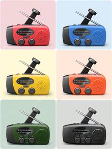 Teckwe Hand Crank Radio With 2000mAh Cellphone Charger, AM FM NOAA Weather Radio With Bright Flashlight For Home And Outdoor Emergencies - Multi-color - one size fits all - View 7