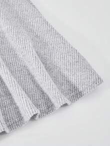 少女粉色宽松泡泡袖上衣和裙子套装，时尚百搭，适合秋冬季返校穿着 - 淺灰色 - 查看 6