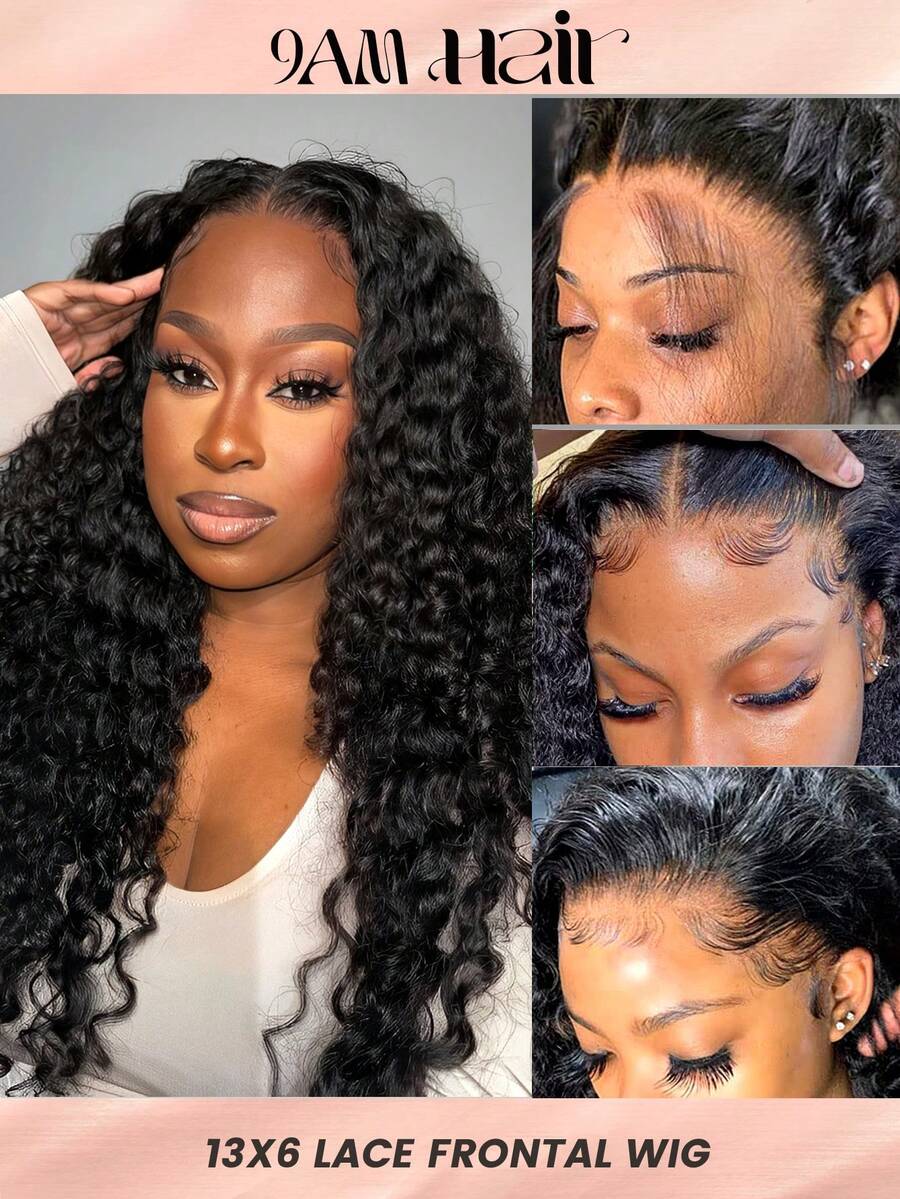 13x6 Pre Plucked Bleached Knots Deep Wave Lace Front Wigs Human Hair Glueless Wigs Human Hair 150% Density Transparent Lace Front Wigs Human Hair Bye Bye Knots - SNatural - View 1