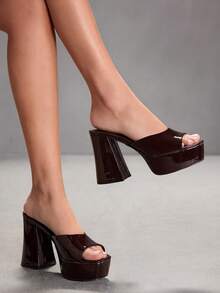 CUCCOO SZL 踝带露趾高跟凉鞋，度假鞋，夏季情人节礼物，夏季鞋，春季鞋，春假复活节舞会高跟鞋 - 咖啡棕 - 查看 4