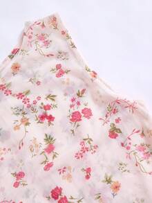 SHEIN 少女碎花印花腰带蝴蝶结A字针织连衣裙，优雅百搭，适合外出、约会、夏季穿着、海滩度假等各种场合。 - 彩色 - 查看 7