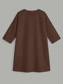 男童长衬衫，经典阿拉伯传统休闲长袍，复古传统图案印花