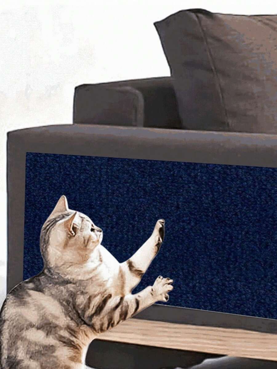 1片可裁剪墙贴设计，耐用多功能猫抓板，适合猫咪室内玩耍和抓挠，保护沙发和家具——送给猫主人的完美礼物 - 藏蓝色 - 查看 1