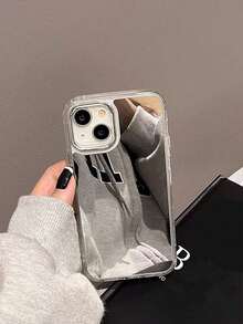 Apple Y2k Plating Mirror Phone Case Compatible With IP 11/12/13/14/15/16/17 Pro/Pro Max Waterproof Shockproof Anti-Fall Scratch Resistant - Silver - View 5