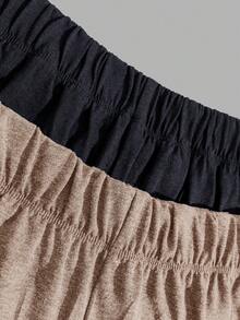 EURMUSE 2pcs Men's Comfortable Casual English Print Pajama Set - Beige - View 3