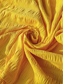 GlowEve Women's Off-Shoulder Ruffle Trim Fitted A-Line Textured Fabric Warm-Toned Yellow Dress, Suitable For Dates, Outings, Beach Vacations, Sleeveless, Maxi Length - Yellow - View 4